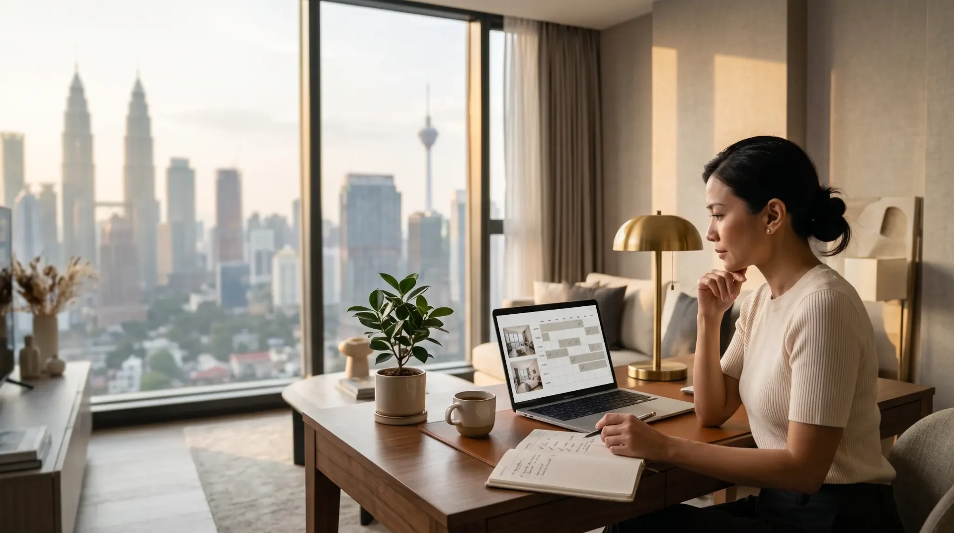 Property owner reviewing availability and listing information in a Kuala Lumpur condominium