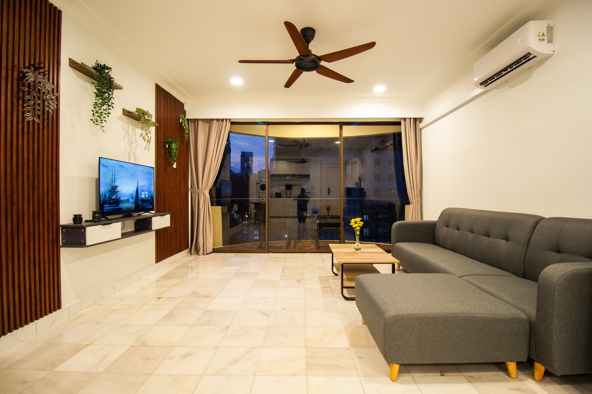 Downtown Condominium KL living room prepared for large-group Airbnb stays